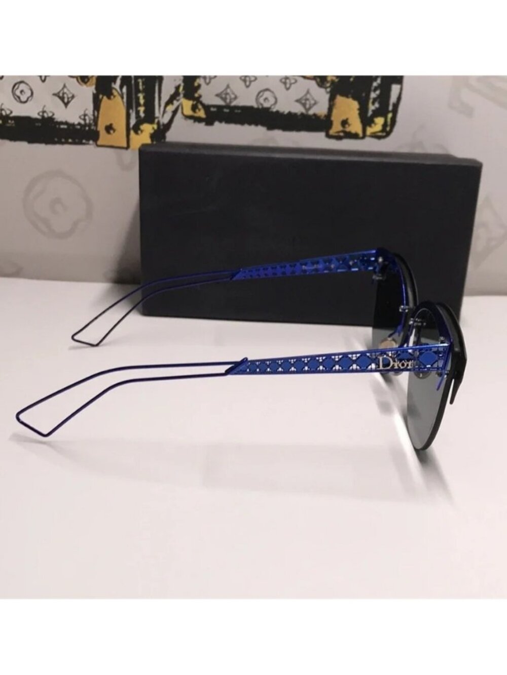 New Authentic CHRISTIAN DIOR Metal DioramaClub Sunglasses – Black & Blue - Picture 11 of 14